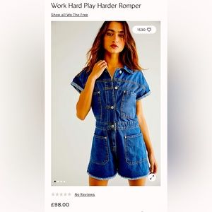 FREE PEOPLE - Work Hard, Play Harder Denim Romper
